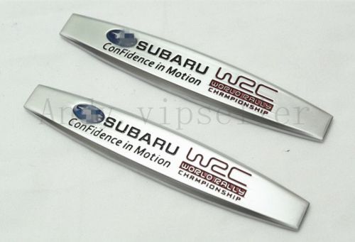 2pcs auto silvery subaru wrc luxury car side front metal sticker badges emblems