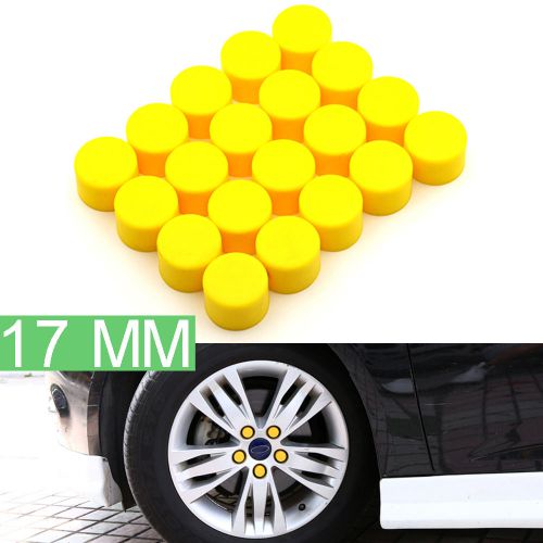Pop 17mm yellow car wheel lugs nuts bolts covers hub screw dust protective caps
