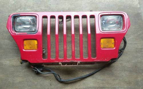 1987-1995 jeep wrangler yj front grille assembly &amp; wiring, red