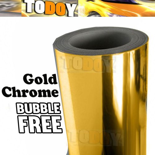 24&#034;x60&#034; gold chrome mirror vinyl wrap car sticker decal sheet air bubble free