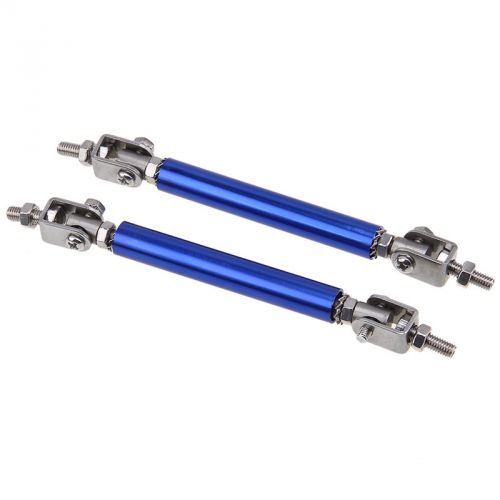 Steel blue bumper lip splitter stabilizer bar rod brace support kit universal