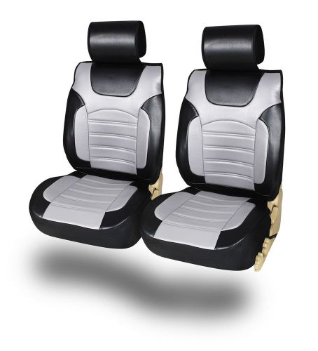 2front car seat cushion covers leatherlike fits mitsubishi  black/graymist a802s