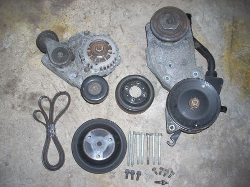 Complete chevy v8 5.7l 350 sbc serpentine belt bracket pulley set w/ac alt ps