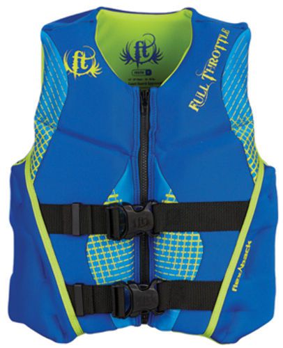 Full throttle  youth  hinged rapid dry flex-back vest-24-29&#034;, 50-90 lbs, blue