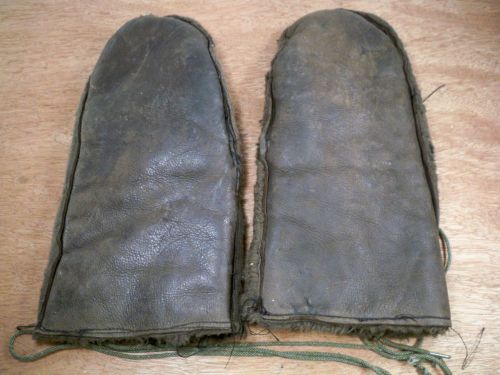 Vintage 70&#039;s brown leather chopper sled motorcycle snowmobile gloves mittens med