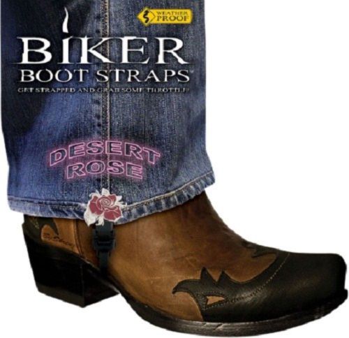 Biker boot straps red desert rose black 4&#034; pants hold down bbs-dr4 new pair