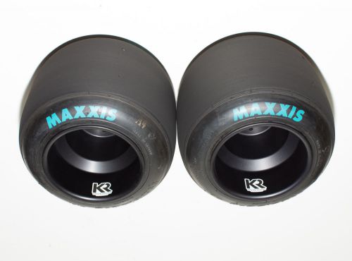 Pair of used maxxis ht3 racing go kart tires &amp; new vank aluminum wheels
