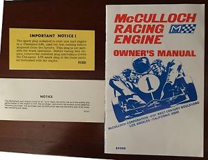 Mcculloch kart engine owner&#039;s manual, vintage kart memorabilia