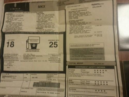 2007 lincoln mkx owners manual with window sticker invoice included.