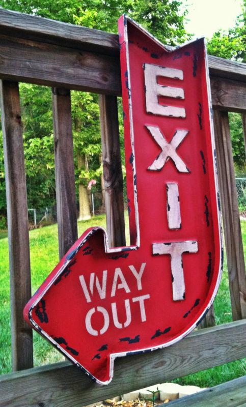 Exit way out vintage look drive-in popcorn theater feature large 32x19