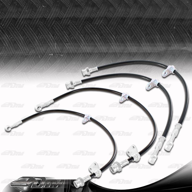 97-01 acura integra type-r gs-r front & rear stainless steel brake lines -black