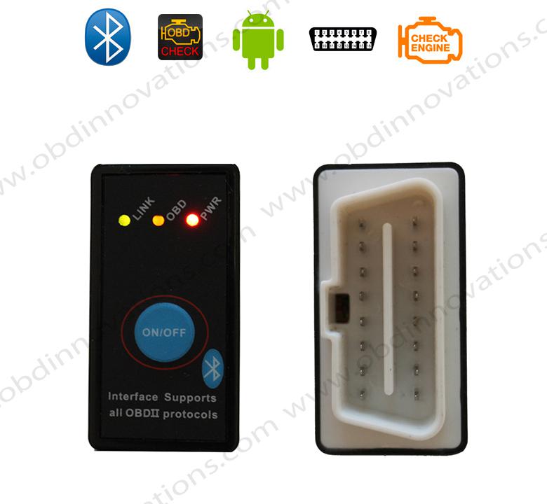 Mini elm327 bluetooth obd2 auto diagnostics scanner + power switch for android