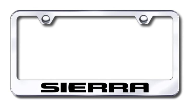 Gm sierra  engraved chrome license plate frame -metal made in usa genuine