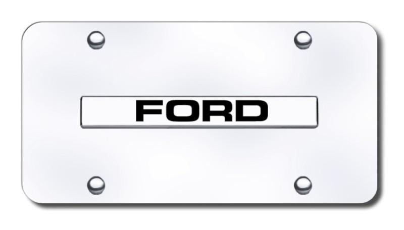 Ford name chrome on chrome license plate made in usa genuine