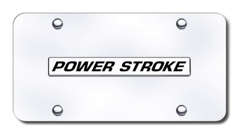 Ford powerstroke name chrome on chrome license plate made in usa genuine