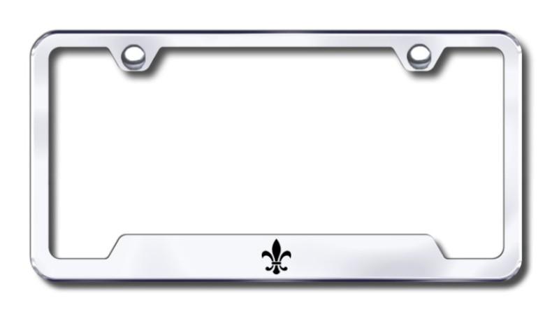 Fleur-de-lis  engraved chrome cut-out license plate frame made in usa genuine