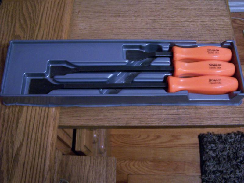 Snap-on tools 3 piece orange handle carbon scraper set # csa300ao  vgc