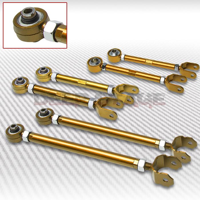 Steel rear upper camber+traction rod+lower control arm kit 02-08 350z g35 gold