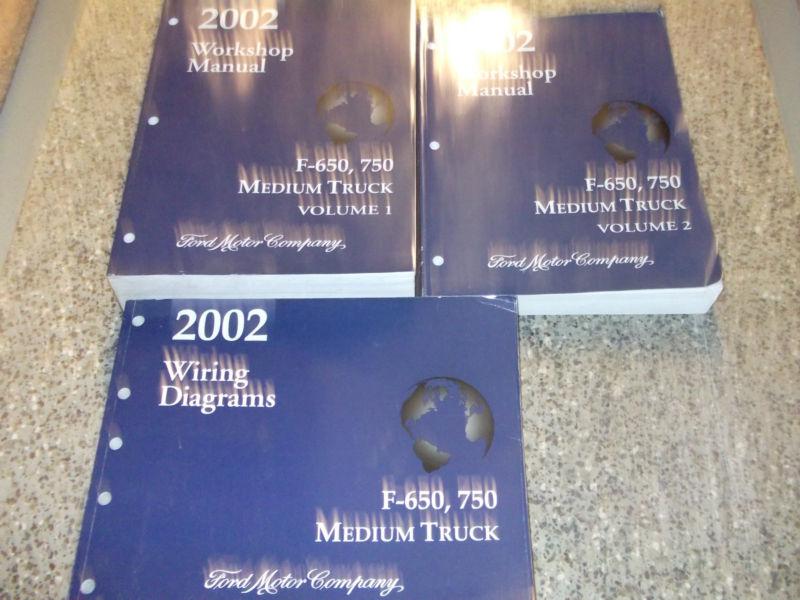 2002 ford f-650 750 medium truck service shop repair manual set 02 factory