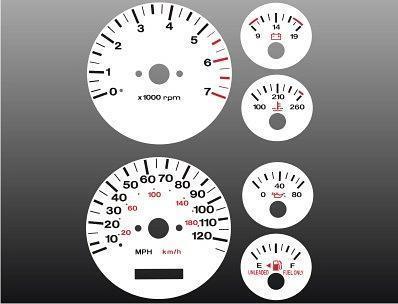 1996-1998 jeep grand cherokee instrument cluster white face gauges 96-98