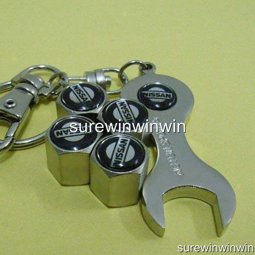 Nissan car wheel tyre valve cap wrench key chain