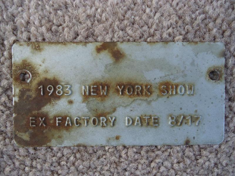 1983 dodge rampage identification plate new york international auto show oem 