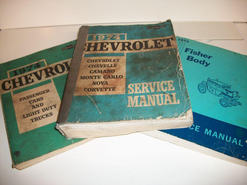1974 chevrolet service manuals (3) service, repair and body