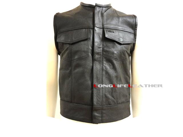 Xl size mens leather club biker motorcycle vest brand new #449
