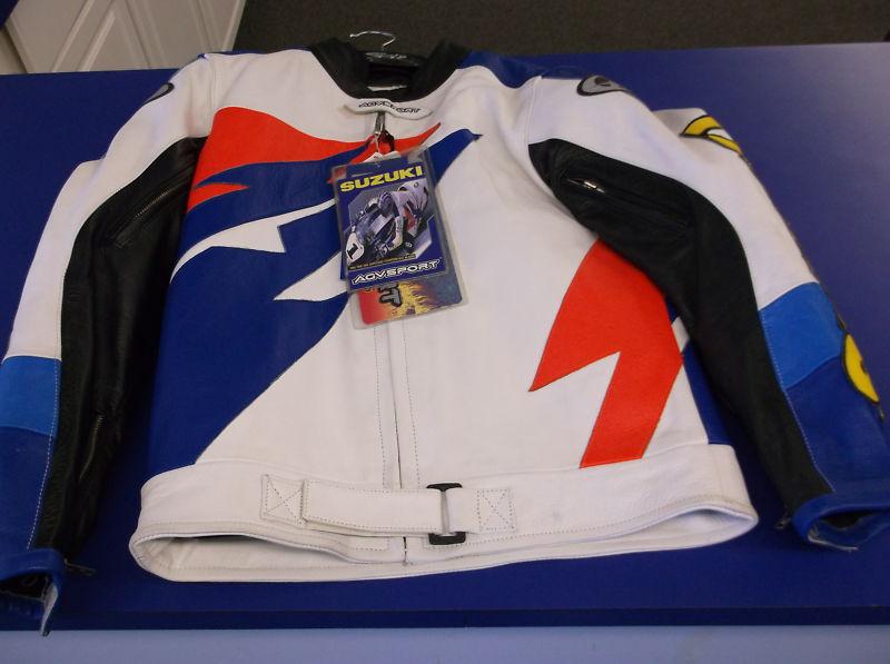 Suzuki/agv sport leather "suzuki" jacket size 40 white/blue/red 99950-14700-040