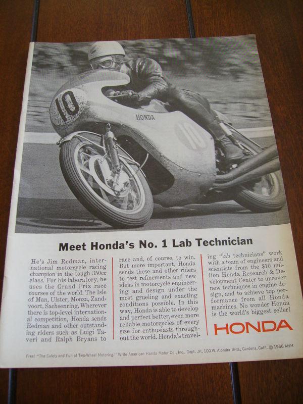 1966 honda cafe racer road race - isle of man - monza  ***original vintage ad***