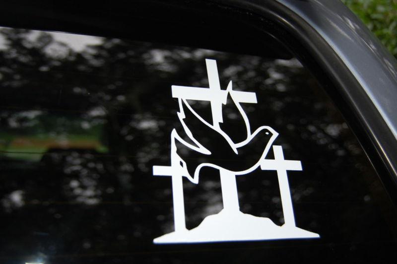 Dove cross decal sticker religious  window truck car wall with glass decals