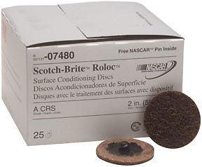 3m #7480 scotch-brite™ roloc™ surface conditioning discs - 2” coarse, brown 25bx