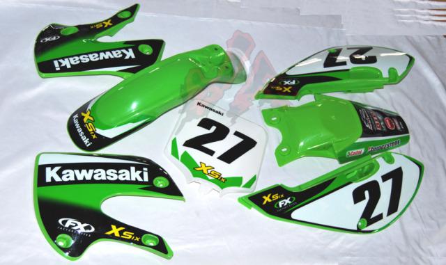 Green plastics & 3m no 27 decals graphics for klx110 kx65 pit bike klx 110 