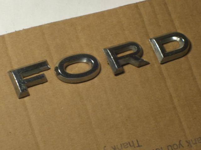 1960s ford auto car metal  letters emblem chrome name plate trim