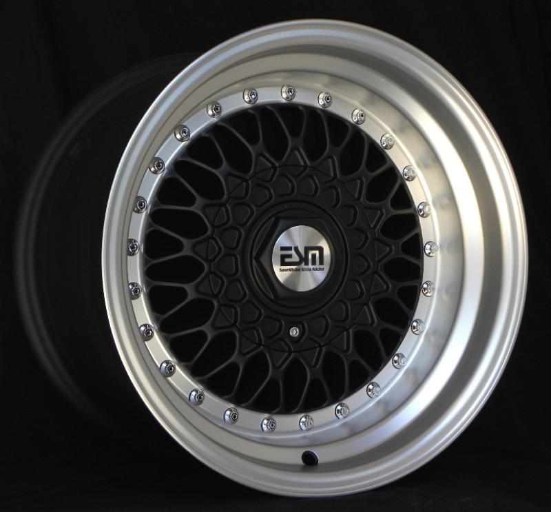 Matte black 15x9 15" rs style wheels 4x100 et10 cb57.1 esm 002r mitsubishi