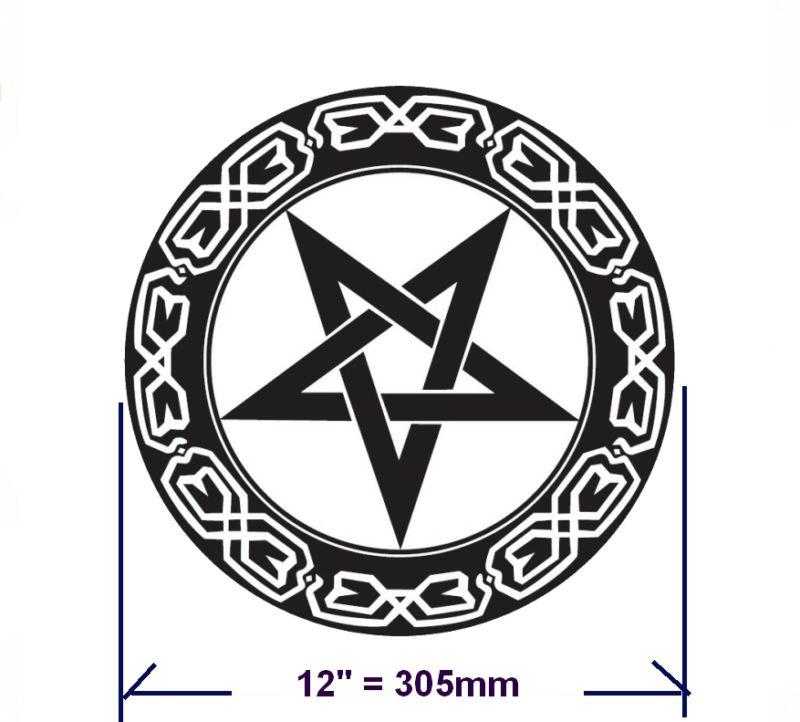 305 mm 12"  pentagram decal vinyl sticker any colour type a