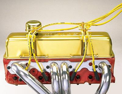 Moroso ignition wire loom/separator horizontal steel/polymer chrome/yellow 7-9mm