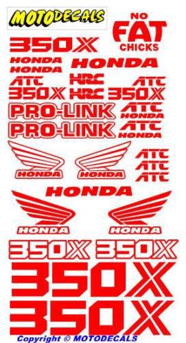 Decal stickers graphics for honda atc350x atc 350x fender tank red 