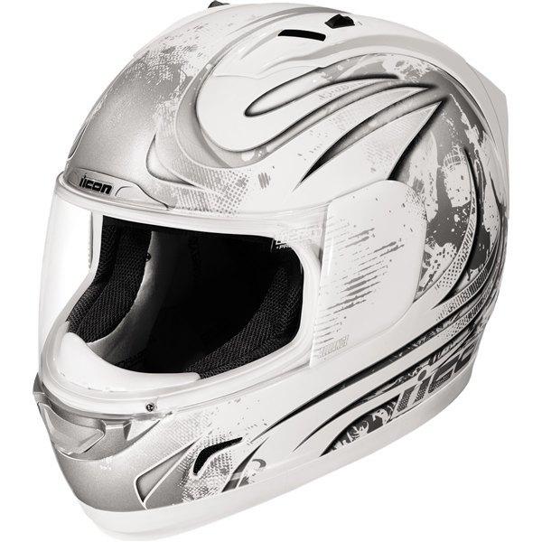 White l icon alliance threshold full face helmet