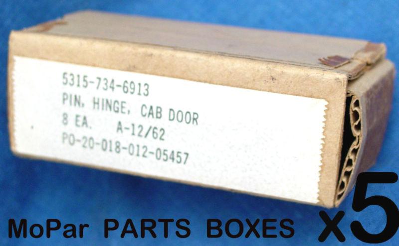 ◄ 5 nos vintage mopar military box packaging for dodge cab door hinges pins part