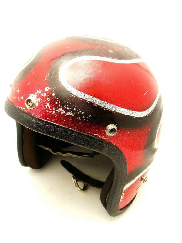 Vintage sterling pro red black glitter flake design  motorcycle helmet