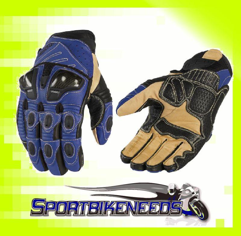 Icon overlord glove leather blue black short medium m