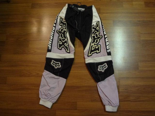 Women's fox racing motocross/riding/dirt bike pants 5/6 purple/black/white euc