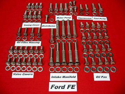 Ford fe 352-428 stainless steel engine hex bolt kit
