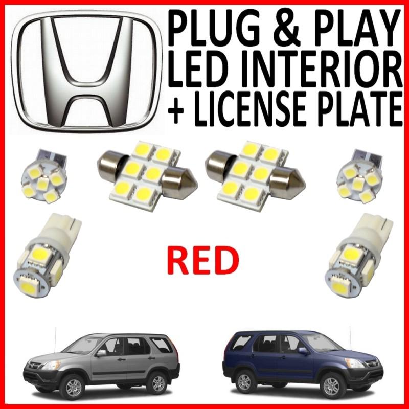 6 piece super red led interior package kit + license plate tag lights hv2r