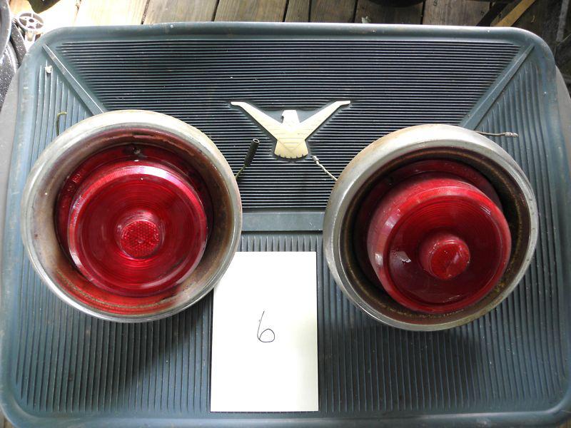 1955 ford t-bird  tail light  assembly -housing, lenses,  - pair 6 thunderbird