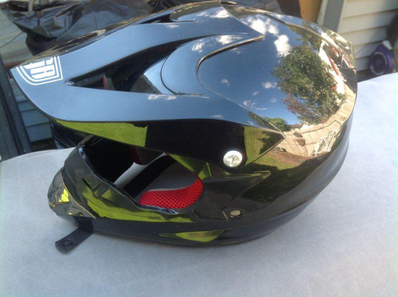 Pgr black dirt bike buggy atv off road bmx mx dot helmet ~ youth m 57/58
