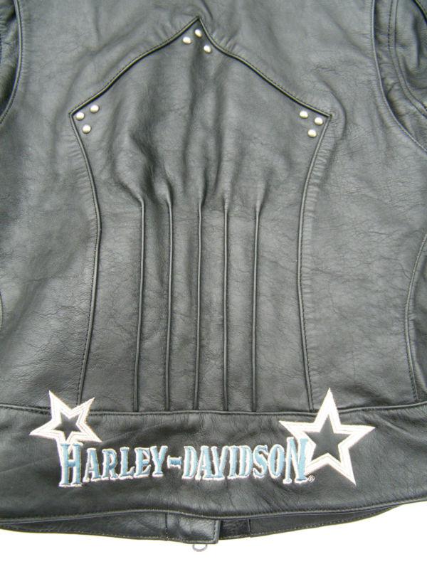 Harley-davidson black leather motorcycle jacket - womens small
