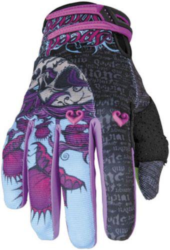 New speed & strength wicked garden womens textile gloves, black/purple, med/md