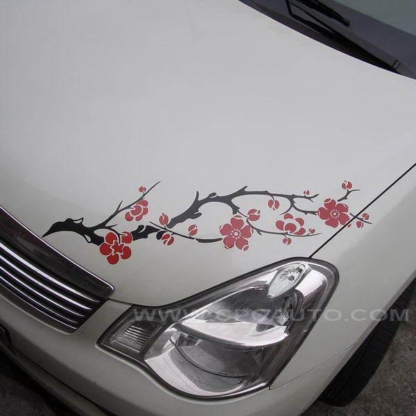 Car decal vinyl graphics sticker hood headlight decal flower ume blossoms #232